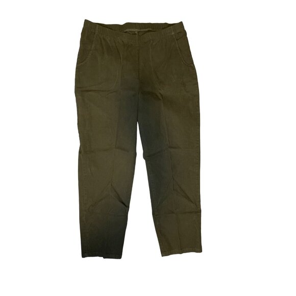 Faded Glory Womens Plus Stretch Army Green Corduroy Elastic Waist Pants Sz 18 - Picture 1 of 7